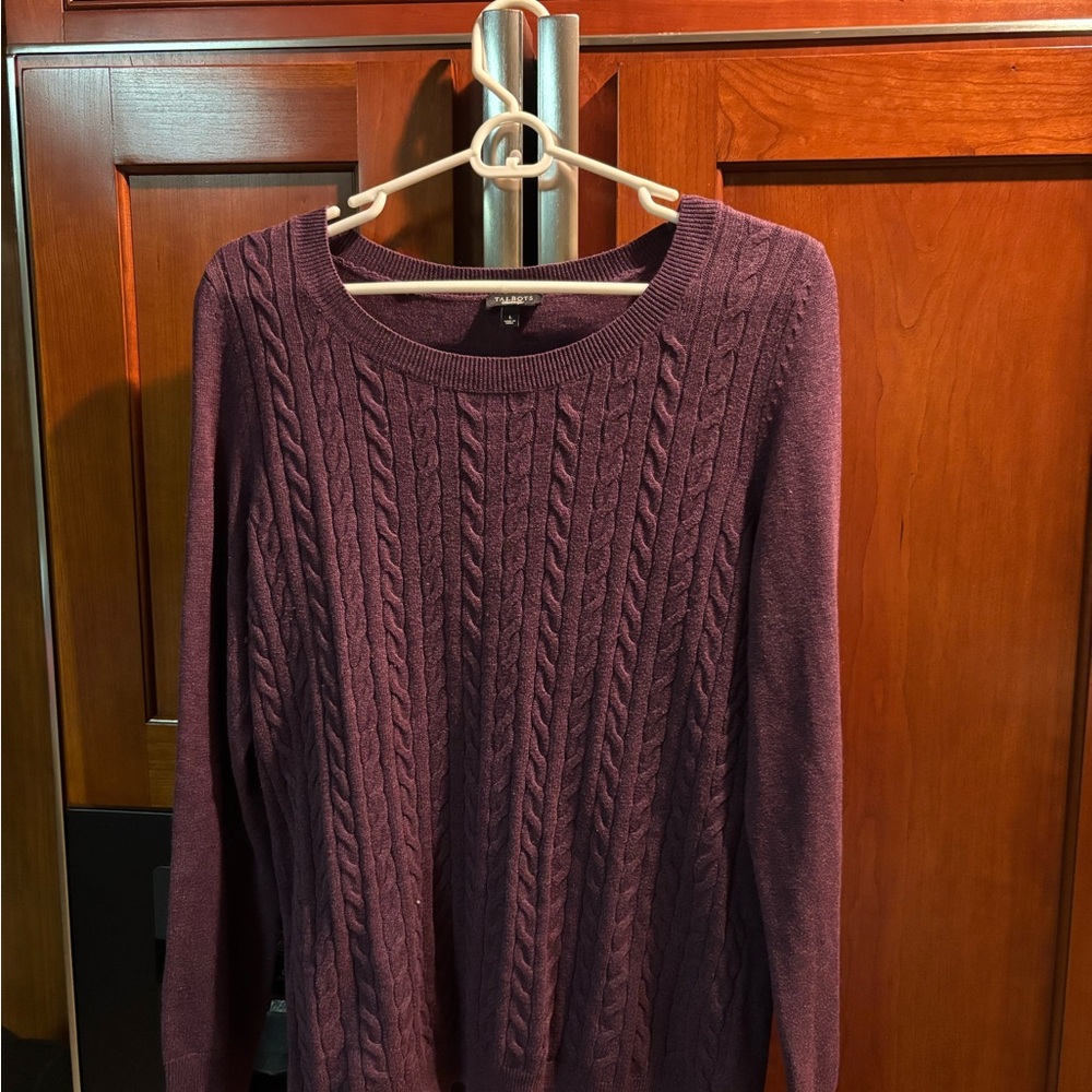 Talbots Women's Cable Crewneck Sweater - Plum